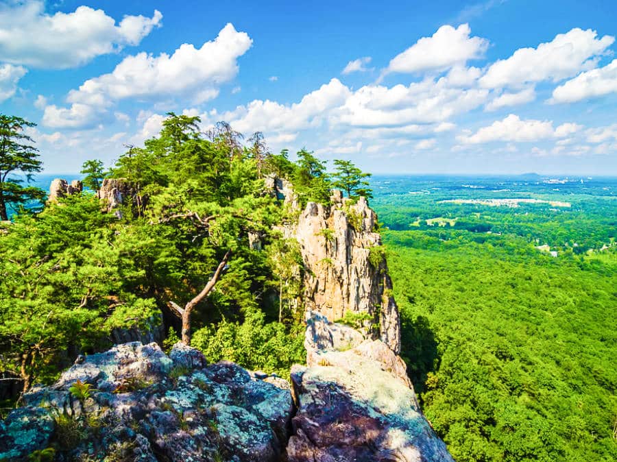 Scenic view of the lush green landscape from the Crowders Mountain