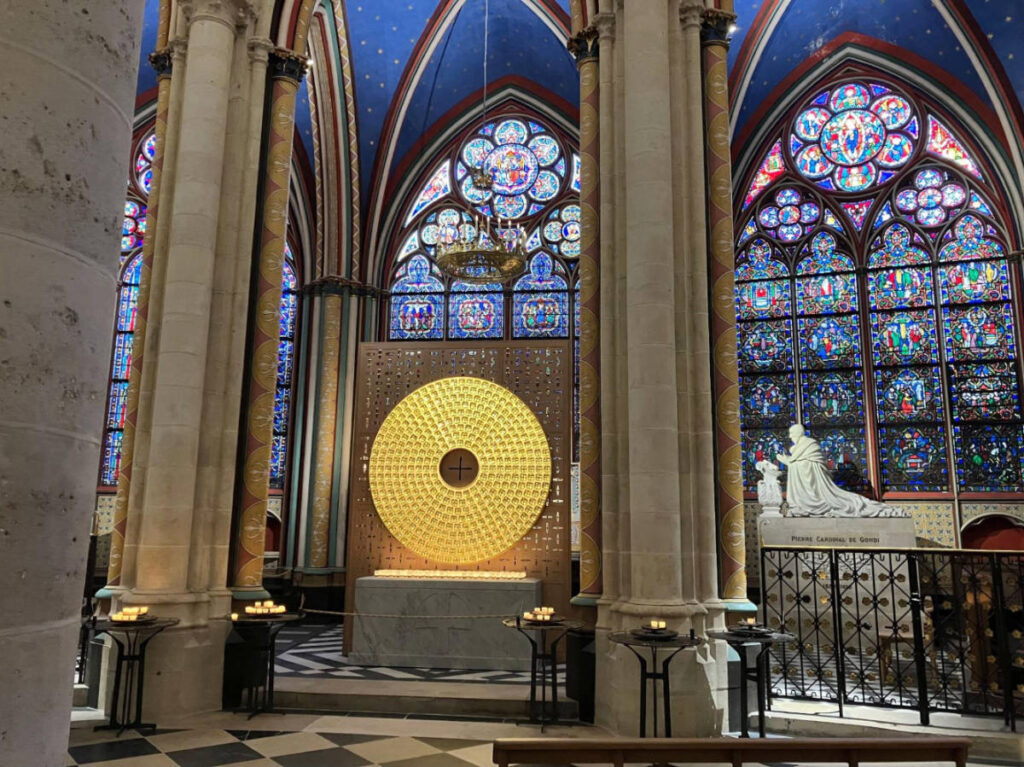 The Crown of Thorns displayed inside the Notre Dame Cathedral