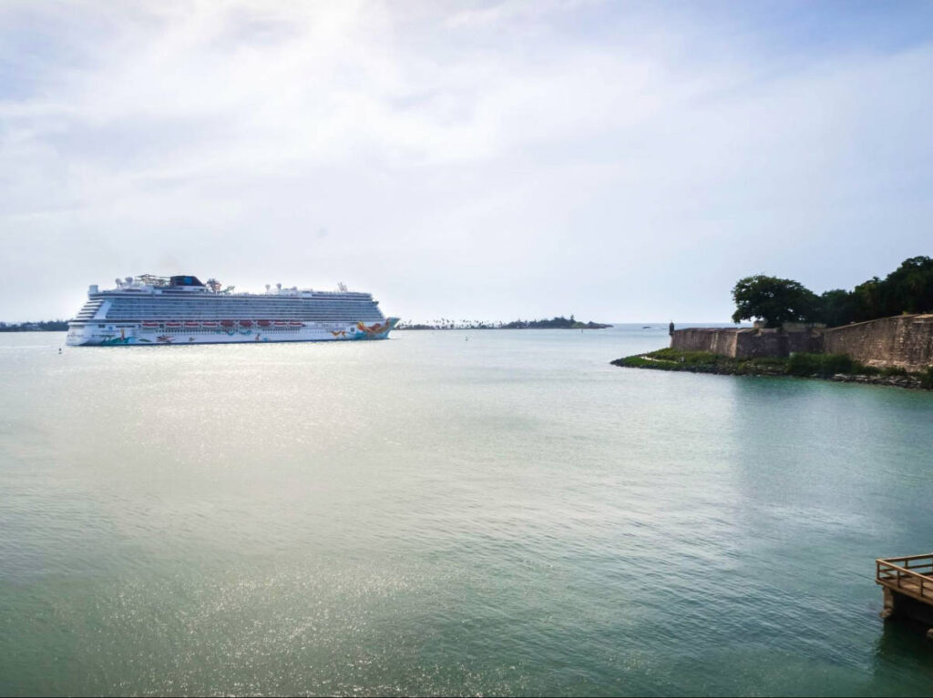 A cruise ship sailing