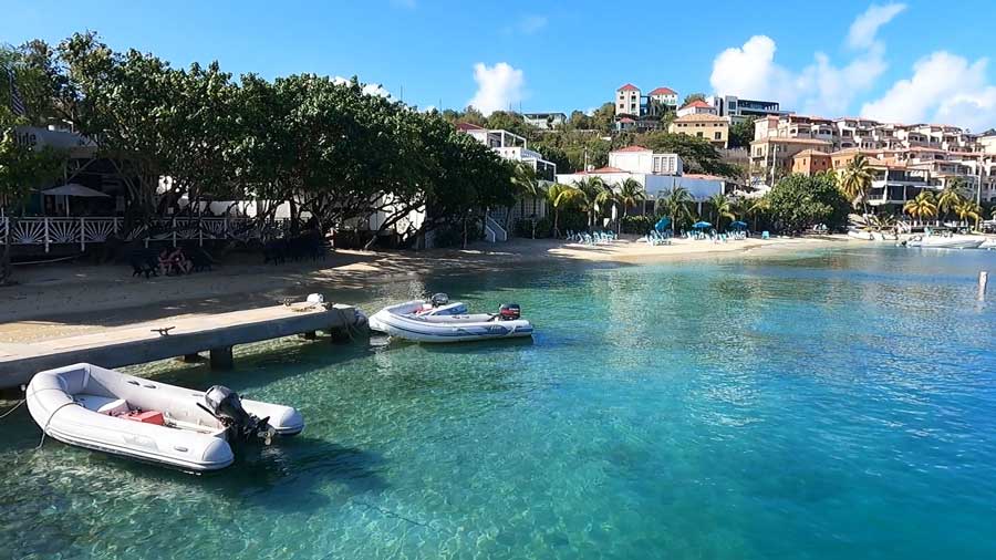 View from the beachfront of Cruz Bay in St. John
