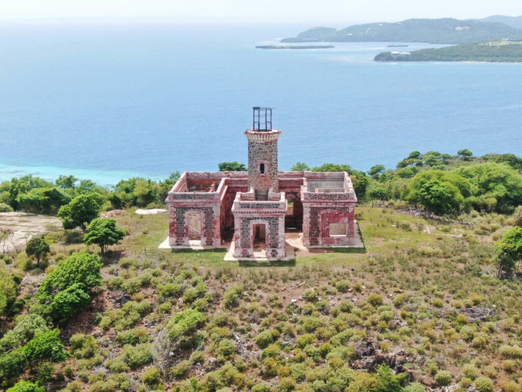 Aerial view of the Isla Culebrita Lighthouse