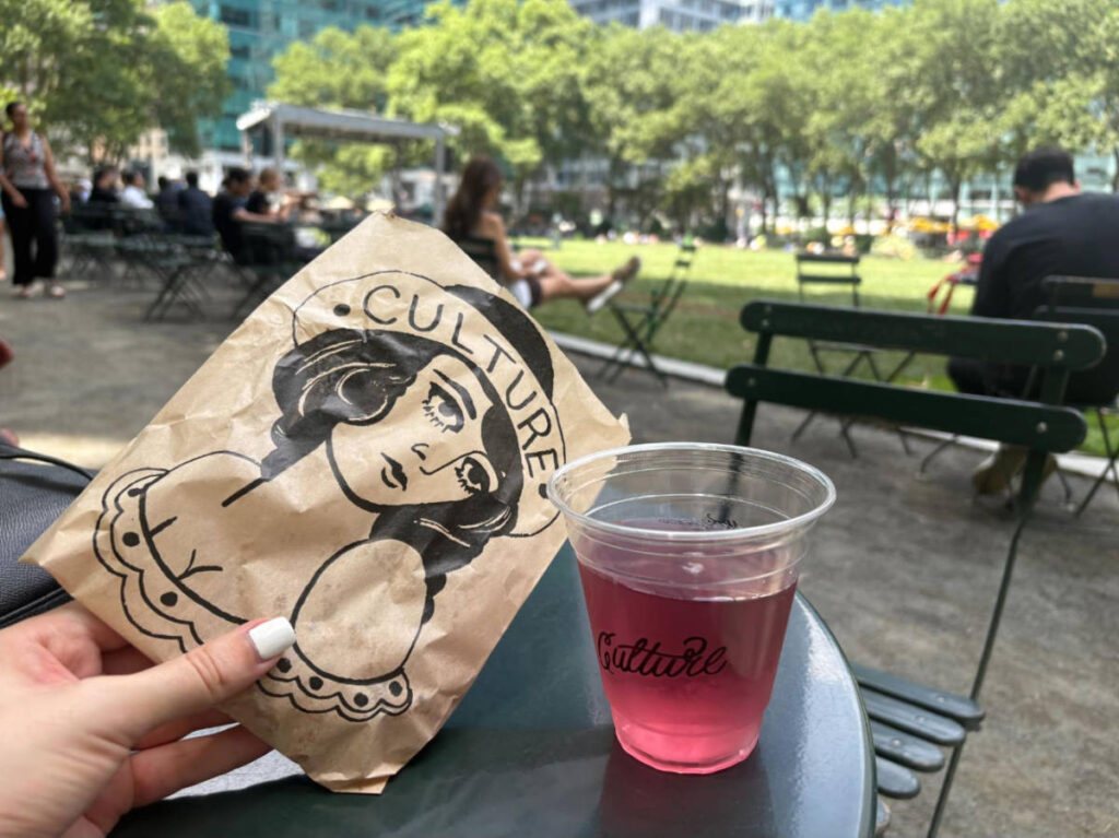 A cup of tea and a cookie from Culture Espresso