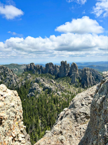 Overlooking view of the Custer State Park from the rocky trail