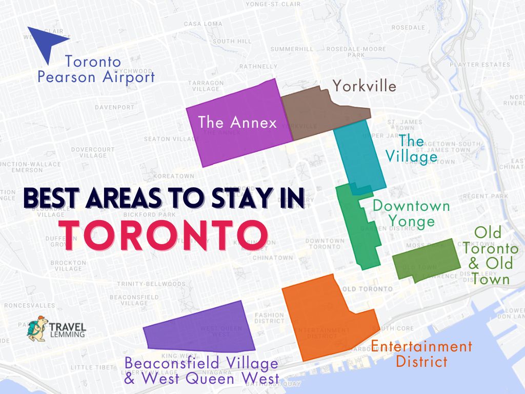 A graphic map that shows the areas in Toronto