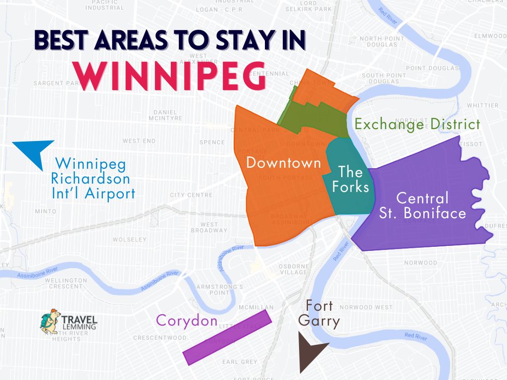 A graphic map that shows the areas in Winnipeg
