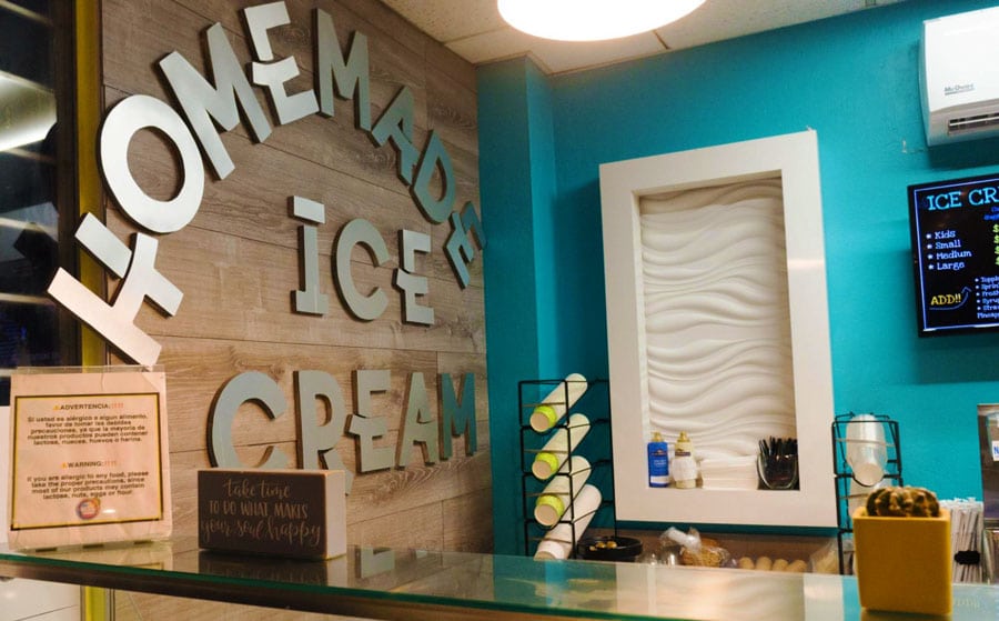 The interior of D' Frozz ice cream shop in Vieques