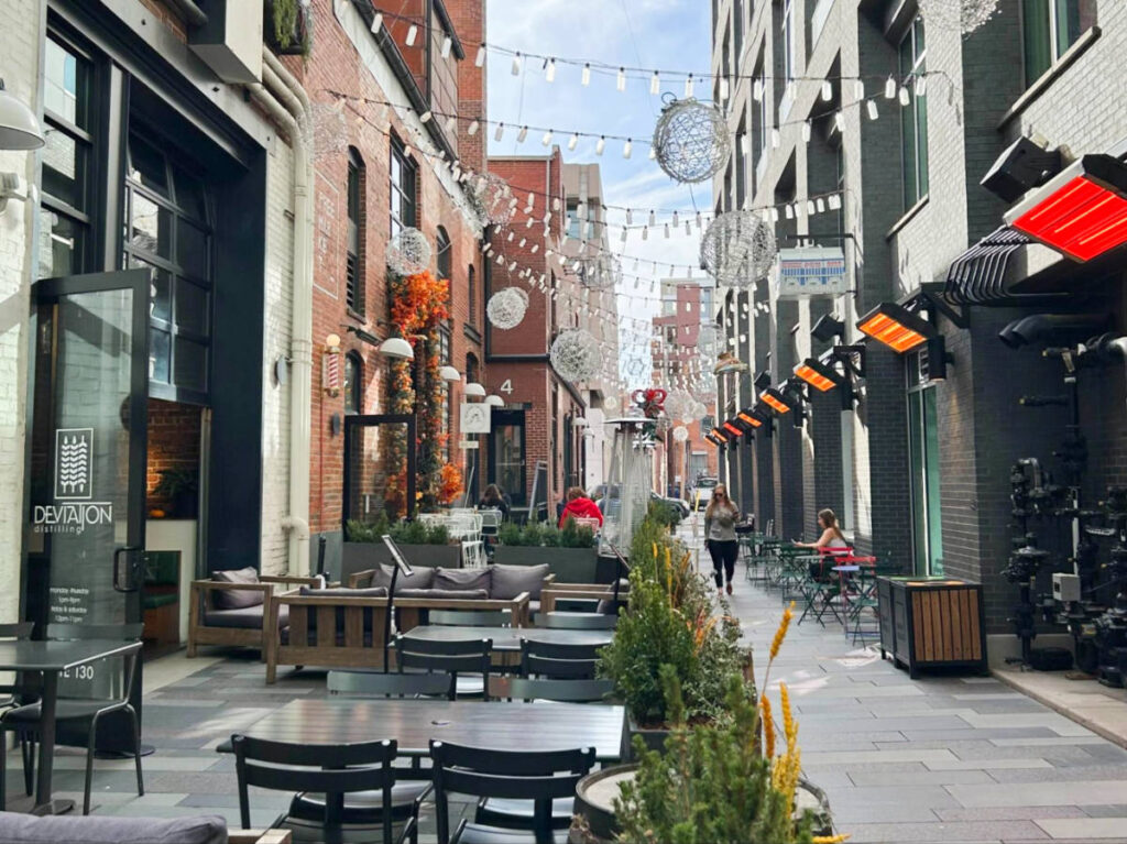 View of the holiday decors around the beautiful street of Dairy Block