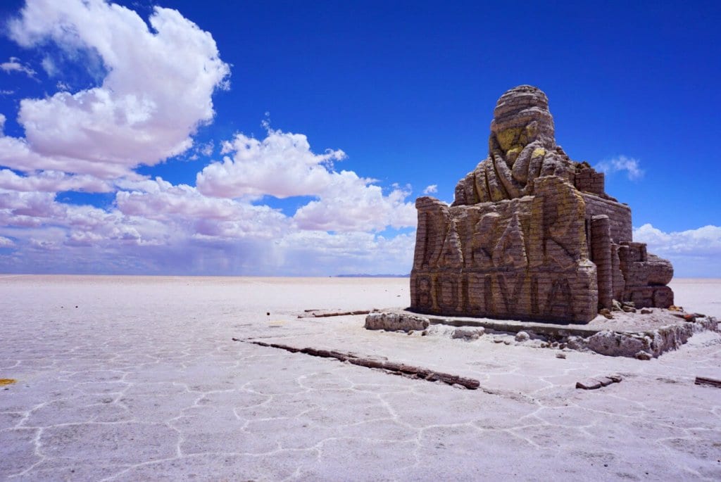 Dakar Rally Sign on the Uyuni Salt Flats