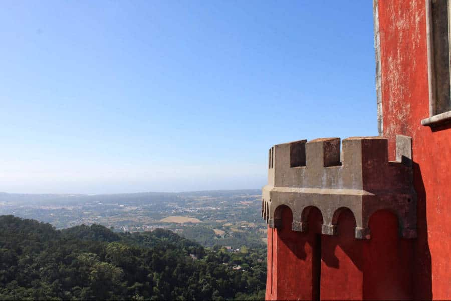Scenic views from the hilltop Pena Palace in Sintra