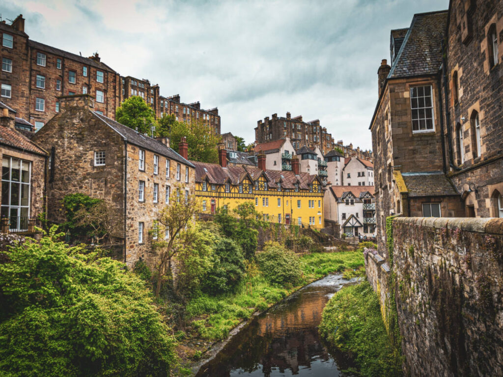 View of the stunning houses near the creek at the Dean Village