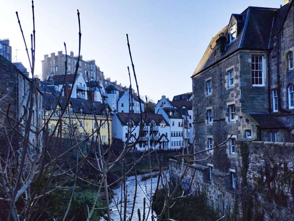 View of the stunning houses near the creek at the Dean Village