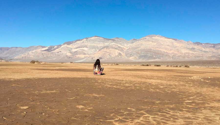 The author stretching at the Death Valley National Park