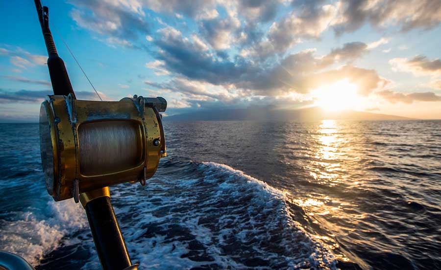 A fishing reel on a boat in St. Thomas
