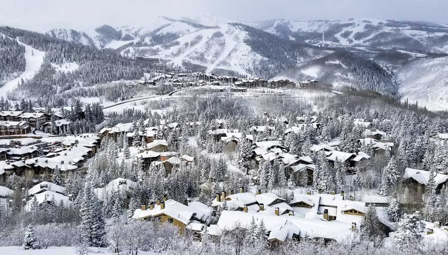 Overlooking view of the Deer Valley Resort in Utah