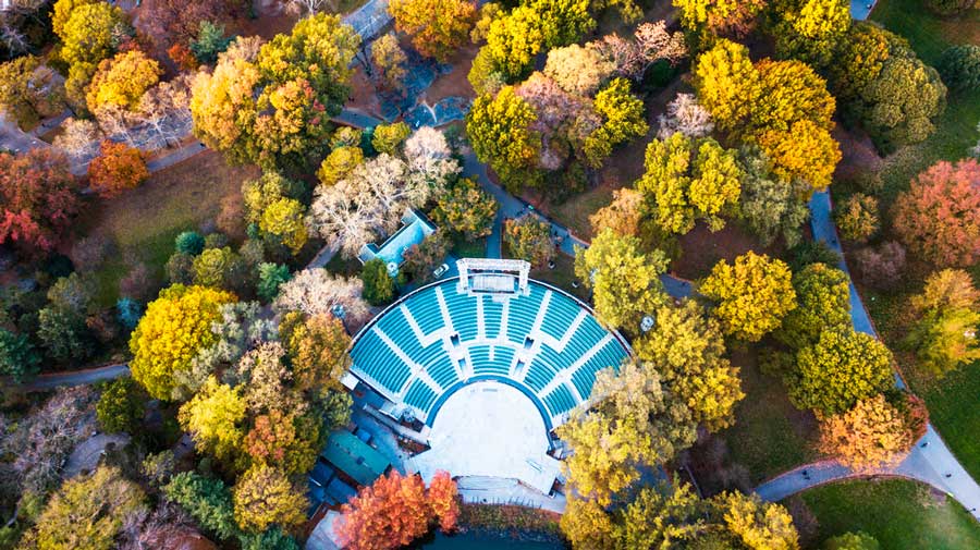 Aerial view of the Delacorte Theater