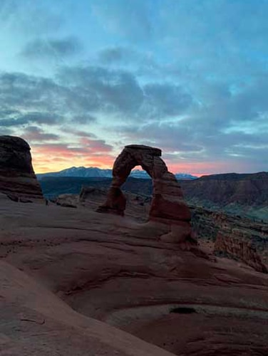 View from the Delicate Arch during sunrise