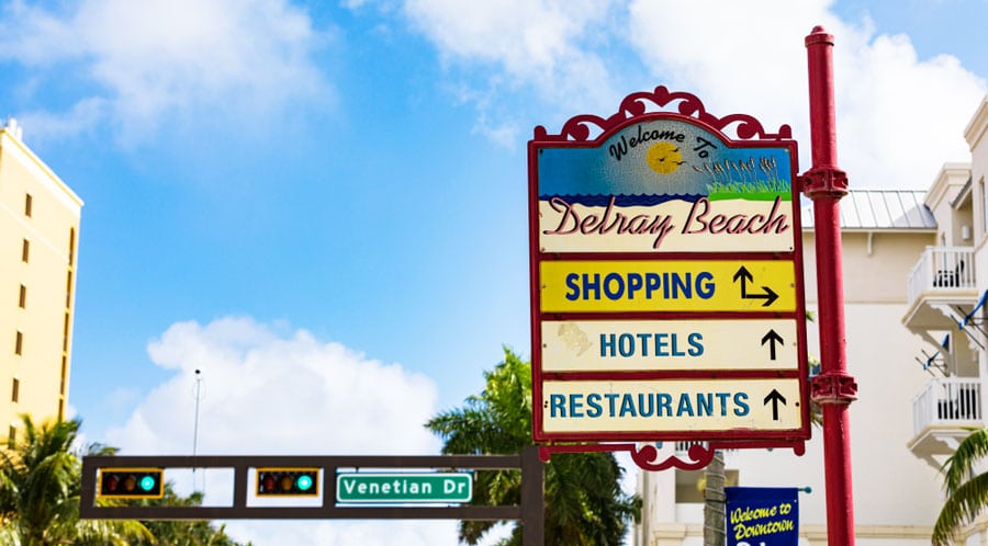 View of the Delray Beach welcome sign