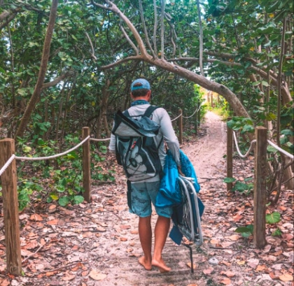 The author walking along a path to Delray Beach