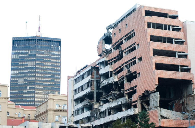 Demolished Building in the Center of Belgrade Serbia
