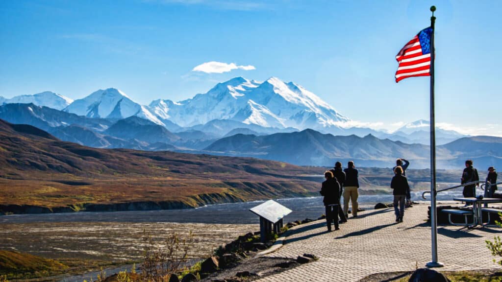 View of the people admiring Mount Denali from Eielson Visitor Center