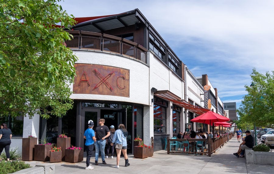 View of people outside the Denver Biscuit Company