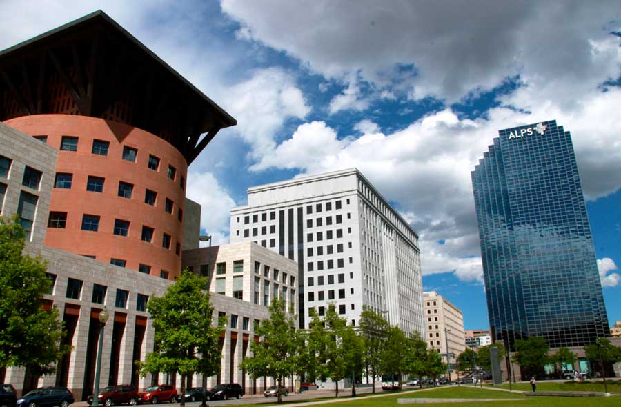 The Denver Central Library building from the outside