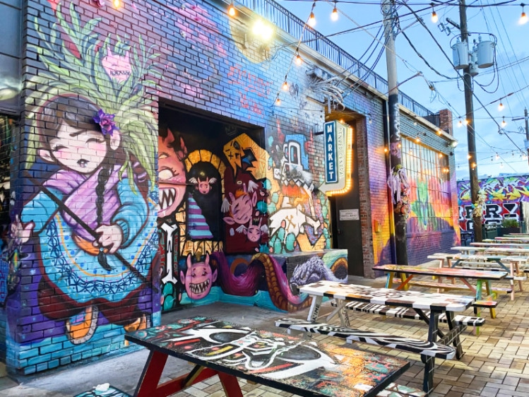 Colorful street art in RiNo district