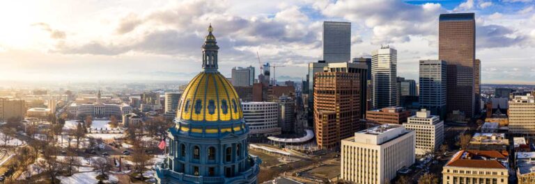 Aerial view of the Denver State Capitol Building