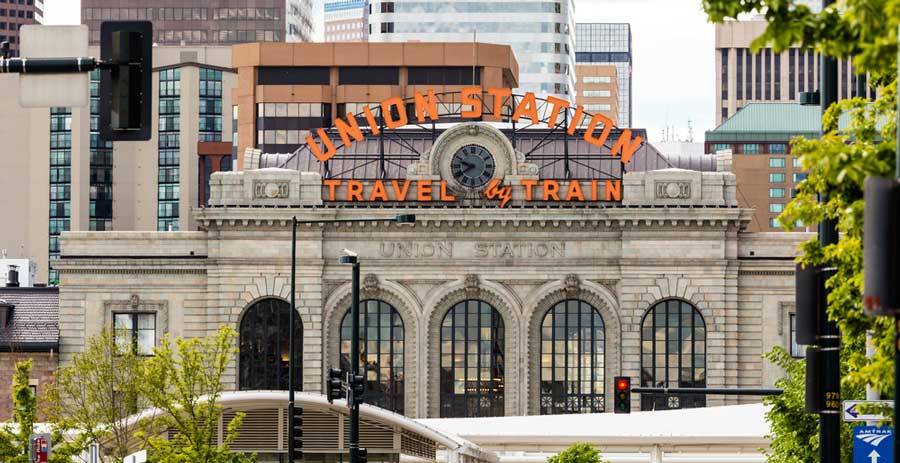 View of the Union Station in Denver from the outside