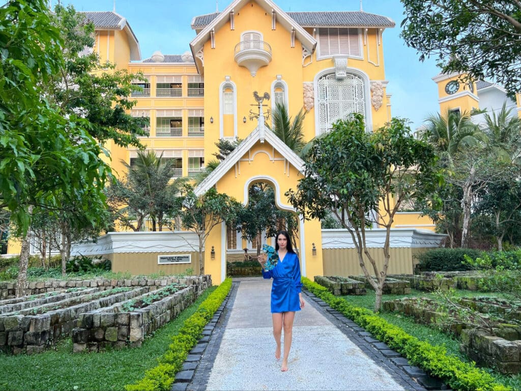 Clara at the middle of garden in the Department of Agriculture