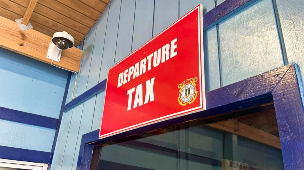 View of the departure tax signage
