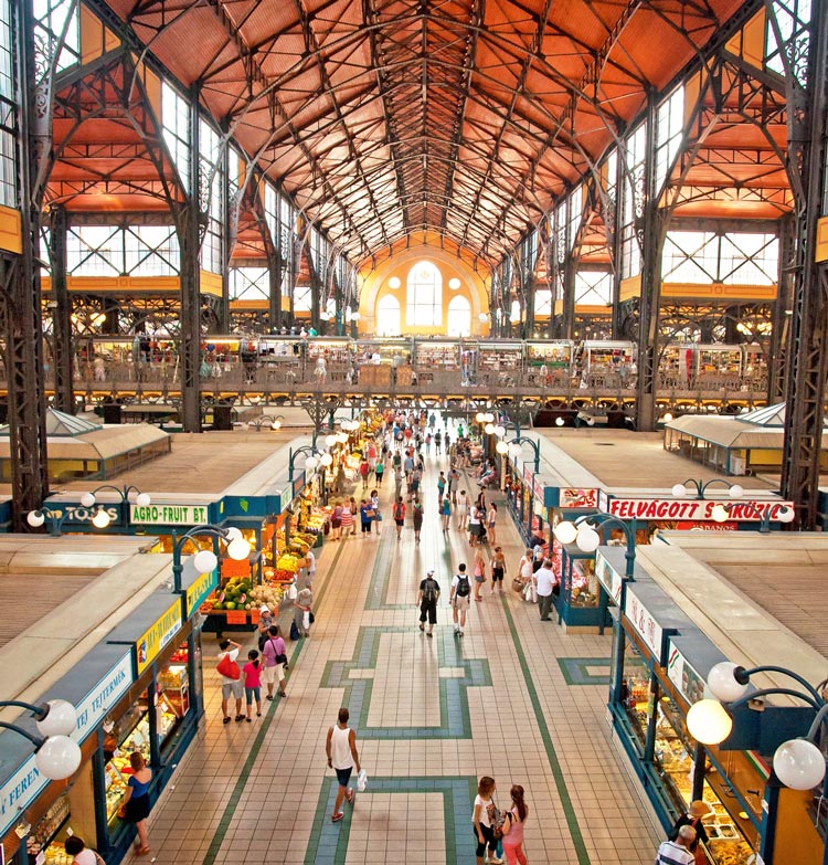 View from above of the shops at the Great Market Hall