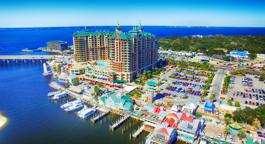 View of the Emerald Coast and the Destin Florida Downtown