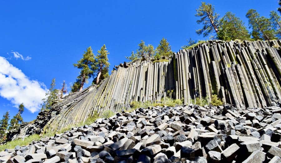 The magnificent column rock formations in Devils Postpile National Monument