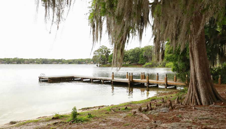 View from a dock in Dinky Dock Park in Orlando