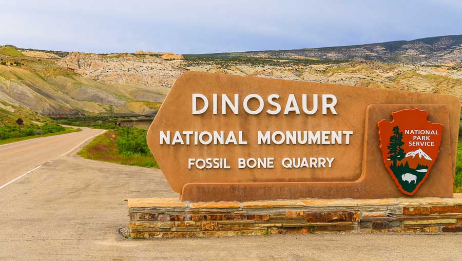 The Dinosaur National Monument signage at the entrance