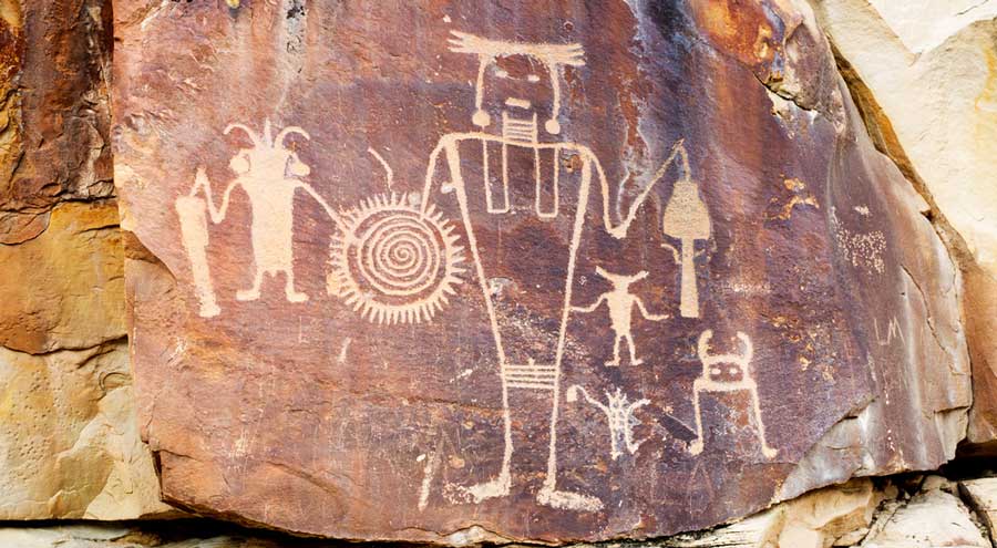 View of petroglyphs in Dinosaur National Monument