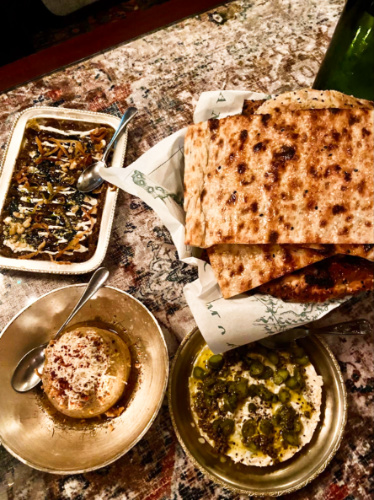 Closeup look at the traditional Persian dishes and dips from Berenjak