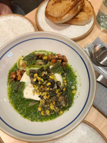 Closeup look of a dish at Mezcaleria Alma