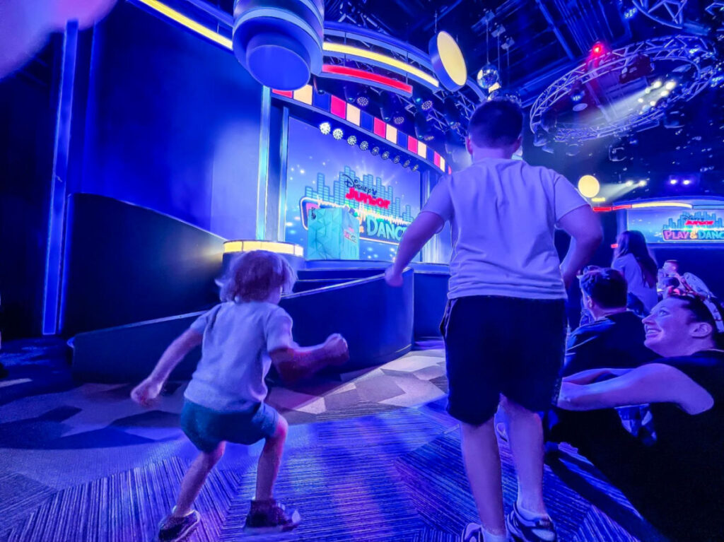 Author Katie's son and his friend dancing at Disney Junior Play and Dance