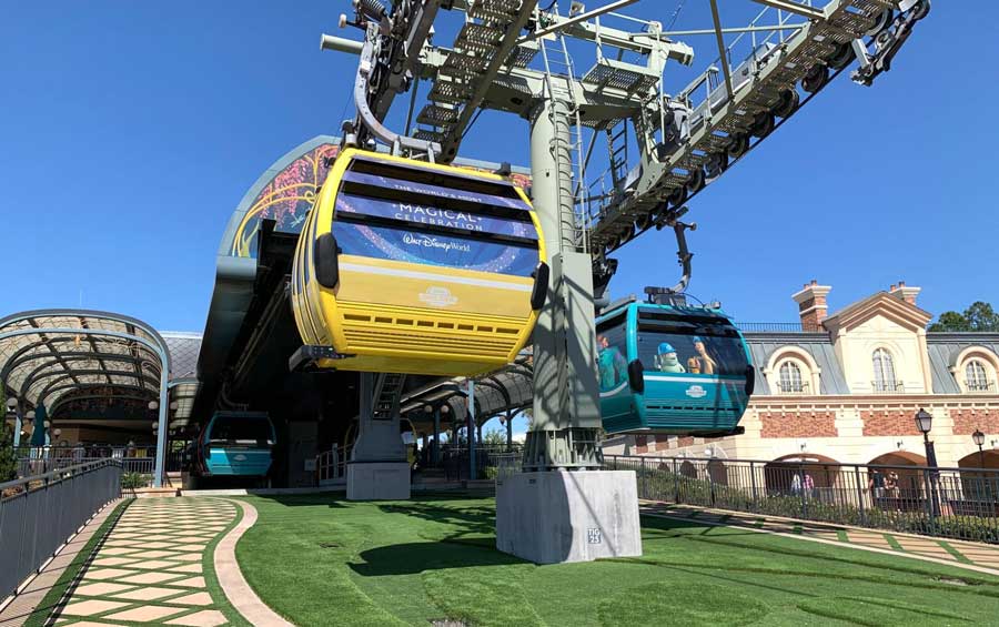 View of the Disney Skyliner in Disney World