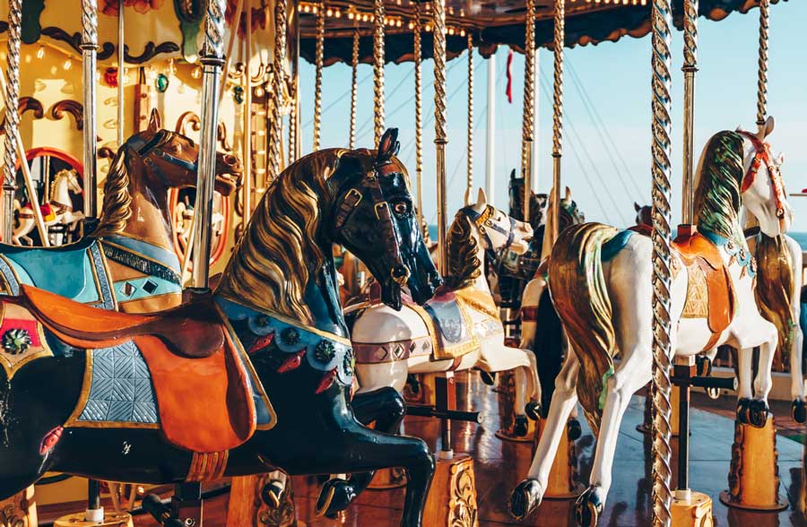 An empty carousel ride in Disneyland
