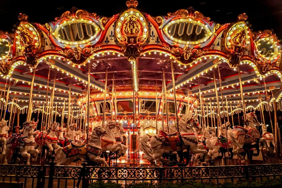 An image of merry-go-round ride at Disneyland.