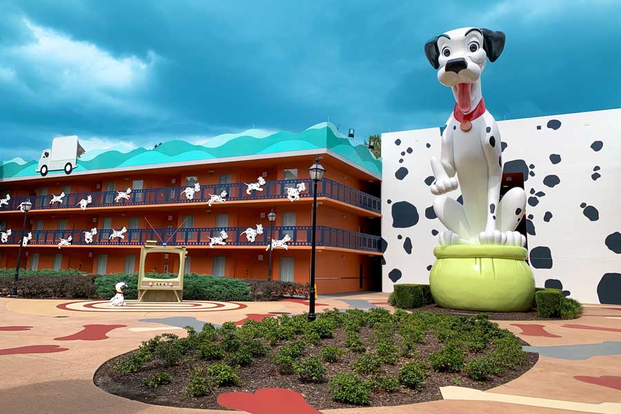 View of a big statue of dalmatian in Disney’s All-Star Movies Resorts