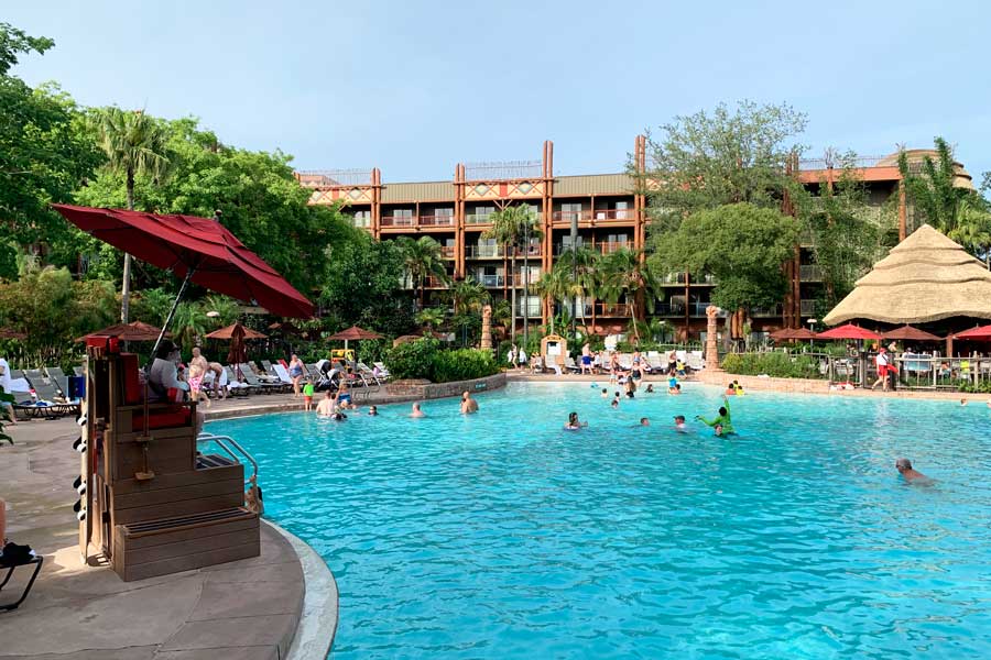 People enjoying their day in the pool at Disney’s Animal Kingdom Lodge