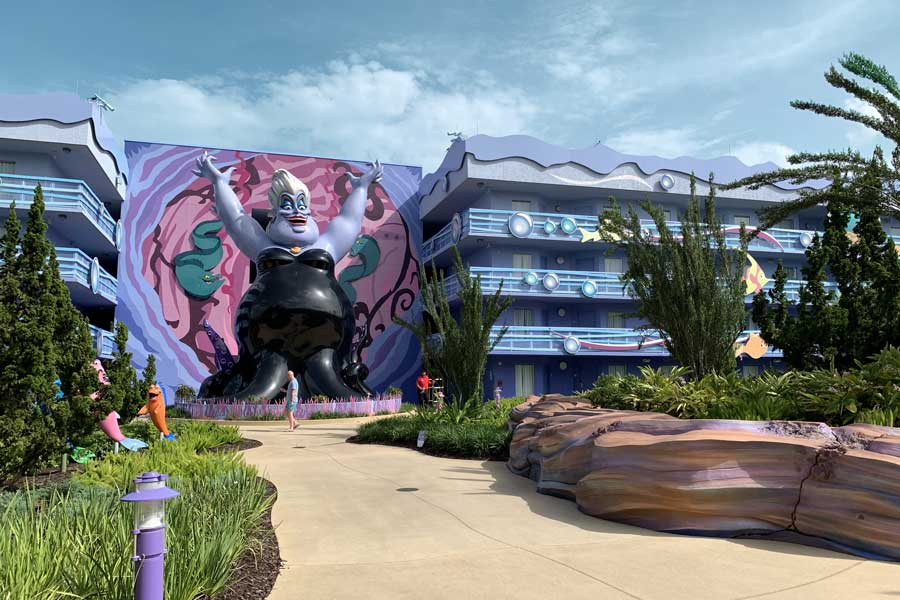 A big statue of Ursula in Disney’s Art of Animation Resort