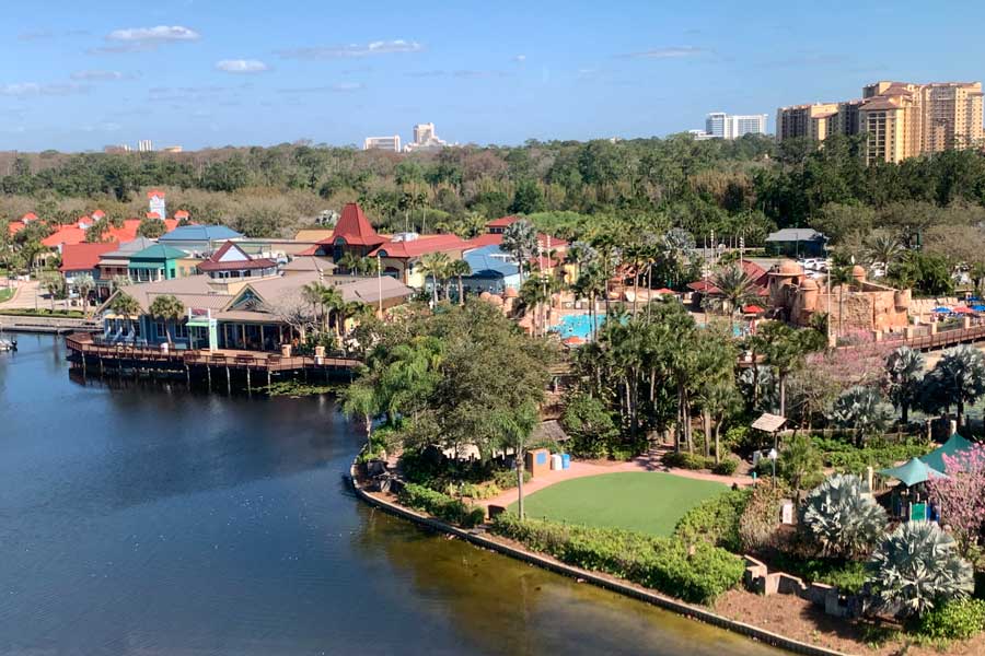 Aerial view of the Disney’s Caribbean Beach Resort