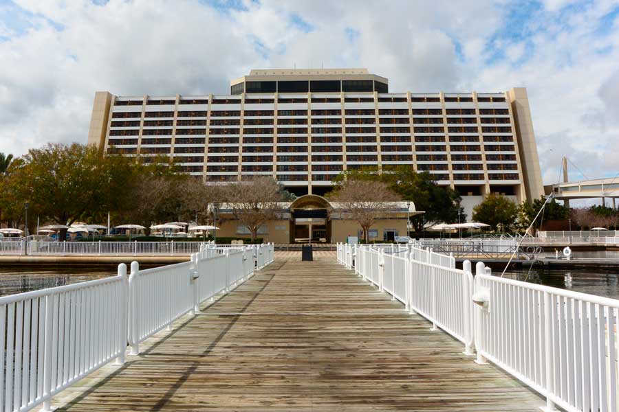 View of a boardwalk in Disney’s Contemporary Resort