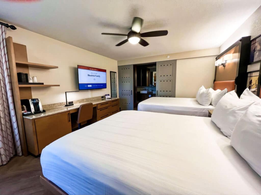 View inside the standard room at Disney’s Coronado Springs Resort