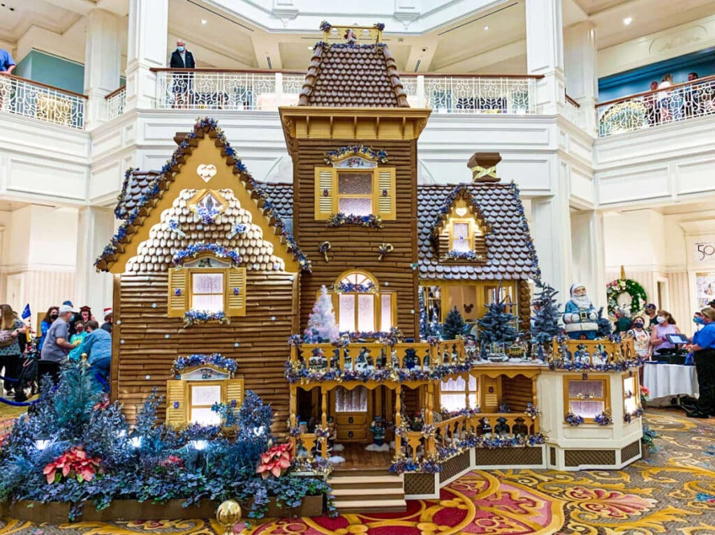 View of the huge gingerbread house at Disney’s Grand Floridian Resort